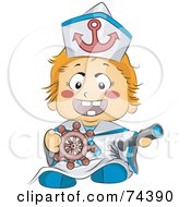 Royalty Free RF Clipart Illustration Of A Blond Baby Sailor by BNP Design Studio