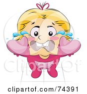 Royalty Free RF Clipart Illustration Of A Blond Baby Reaching Up And Crying