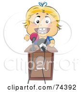 Poster, Art Print Of Blond Baby Speaking At A Podium