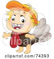 Poster, Art Print Of Blond Baby In A Turkey Costume