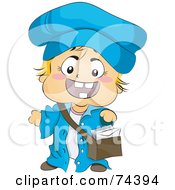 Poster, Art Print Of Blond Baby Mail Man In Uniform