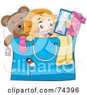 Poster, Art Print Of Blond Baby Popping Out Of A Shopping Bag