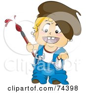 Royalty Free RF Clipart Illustration Of A Blond Baby Painter