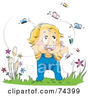 Royalty Free RF Clipart Illustration Of A Blond Baby Chasing Butterflies