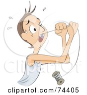 Royalty Free RF Clipart Illustration Of A Boy Pulling His Tooth Out With A String