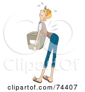 Royalty Free RF Clipart Illustration Of A Scrawny Man Hurting His Back While Lifting A Box