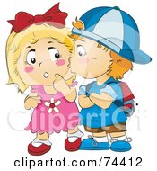 Poster, Art Print Of Little Boy Kissing A Surprised Girl On The Cheek