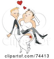 Royalty Free RF Clipart Illustration Of A Chubby Bride Carrying Her Groom by BNP Design Studio
