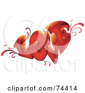 Poster, Art Print Of Red 3d Love Word With Vines