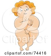 Royalty Free RF Clipart Illustration Of A Pleasantly Plump Woman Covering Her Nude Body