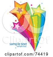 Cluster Of Colorful Shooting Stars With Sample Text
