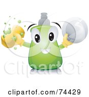 Poster, Art Print Of Dish Soap Character With A Sponge And Plate