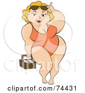 Poster, Art Print Of Pleasantly Plump Woman In A Swimsuit