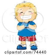 Poster, Art Print Of Blond Little Boy Grinning