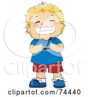 Royalty Free RF Clipart Illustration Of A Blond Little Boy Grinning