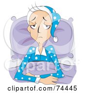 Royalty Free RF Clipart Illustration Of A Sick Man Wearing His Pajamas In Bed