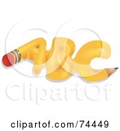 Royalty Free RF Clipart Illustration Of A Sparkly Yellow Pencil Formed Into ABC