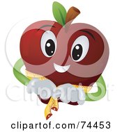 Red Apple Character Measuring Itself