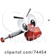 Poster, Art Print Of Insect Spray Character Squirting At A Fly