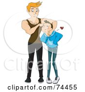 Royalty Free RF Clipart Illustration Of A Strong Man Scruffing Up His Boyfriend