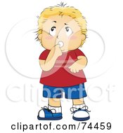 Poster, Art Print Of Blond Little Boy In Thought