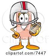 Poster, Art Print Of Bandaid Bandage Mascot Cartoon Character In A Helmet Holding A Football