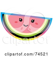 Royalty Free RF Clipart Illustration Of A Watermelon Face With A Colorful Gradient by Monica