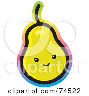 Royalty Free RF Clipart Illustration Of A Yellow Pear Face With A Colorful Gradient