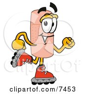 Clipart Picture Of A Bandaid Bandage Mascot Cartoon Character Roller Blading On Inline Skates