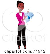 Royalty Free RF Clipart Illustration Of An African American Female Surveyor Or Businesswoman Using A Check List