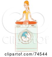Woman Meditating On Top Of Her Washing Machine