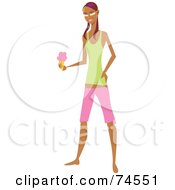 Royalty Free RF Clipart Illustration Of A Purple Haired Woman In Summer Clothes Eating Ice Cream