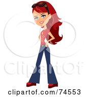 Poster, Art Print Of Red Haired Teen Girl In Casual Clothes
