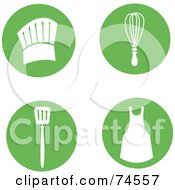 Digital Collage Of Green Circles With Cooking Items