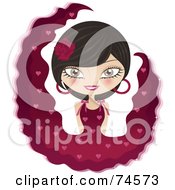 Royalty Free RF Clipart Illustration Of A Beautiful Flamenco Dancer Woman In A Red Heart Dress