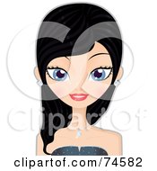 Royalty Free RF Clipart Illustration Of A Pretty Woman With Black Hair And Blue Eyes