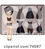 Royalty Free RF Clipart Illustration Of An Asian Teenage Paper Doll Girl With Different Dresses