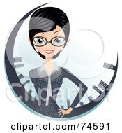 Royalty Free RF Clipart Illustration Of A Professional Businesswoman In A Circle Of Skyscrapers