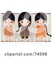 Digital Collage Of Three Black Haired Indian Girls