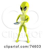 Royalty Free RF Clipart Illustration Of A 3d Green Alien Being Texting