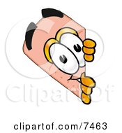 Clipart Picture Of A Bandaid Bandage Mascot Cartoon Character Peeking Around A Corner by Mascot Junction