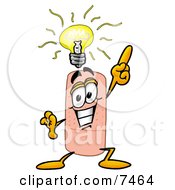 Clipart Picture Of A Bandaid Bandage Mascot Cartoon Character With A Bright Idea by Mascot Junction