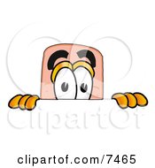 Clipart Picture Of A Bandaid Bandage Mascot Cartoon Character Peeking Over A Surface by Mascot Junction