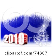 Royalty Free RF Clipart Illustration Of A 3d 2010 New Year By A Christmas Tree On Blue by MacX