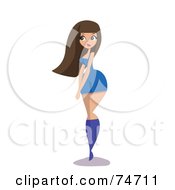 Poster, Art Print Of Sexy Brunette Woman With Curves Wearing Blue Boots