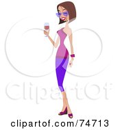 Royalty Free RF Clip Art Illustration Of A Stylish Brunette Woman Holding A Glass Of Red Wine by peachidesigns #COLLC74713-0137