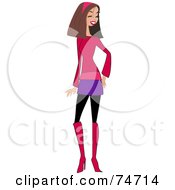Royalty Free RF Clipart Illustration Of A Sexy Brunette Woman Wearing A Headband And Stylish Clothes