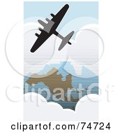Poster, Art Print Of Silhouetted American Bomber Aircraft Flying Over The Usa