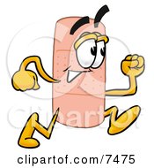 Clipart Picture Of A Bandaid Bandage Mascot Cartoon Character Running