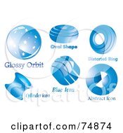 Poster, Art Print Of Digital Collage Of Six Round Blue Logo Icons